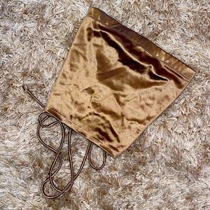 Strapless lace up back top